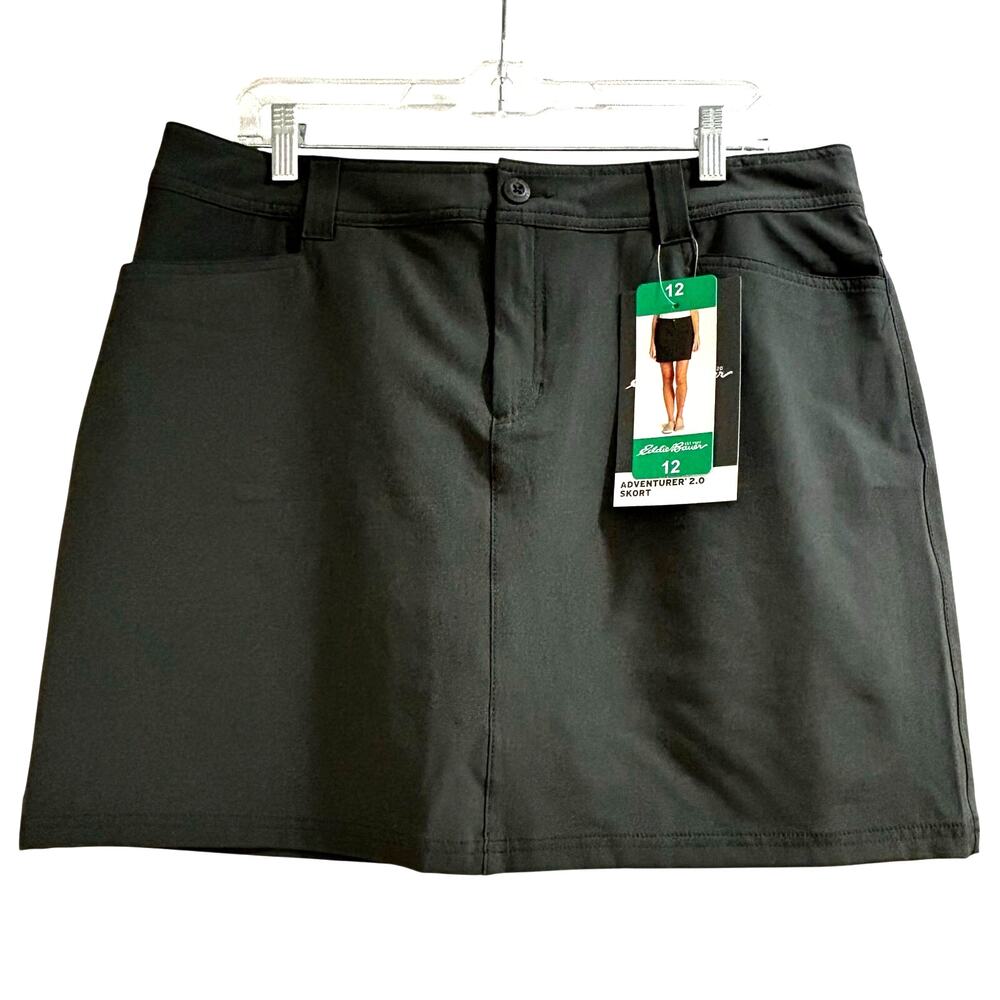 NWT Eddie Bauer Adventurer 2.0 skort size 12 gray zip front pockets casual wear